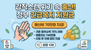 갑작스런 위기속  출산 정부긴급복지지원금